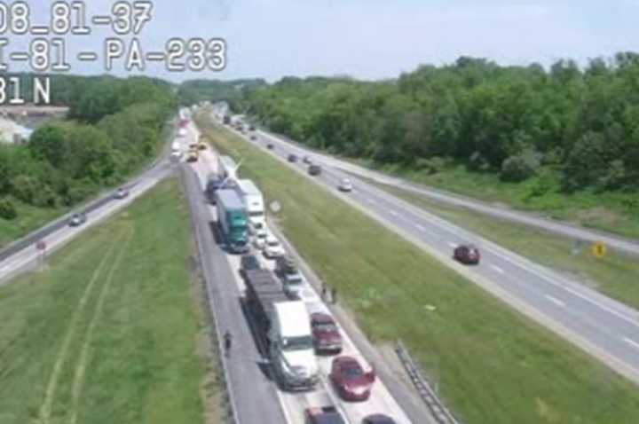 Traffic on interstate 81 near Newville, Cumberland County, Pennsylvania on Thursday afternoon.