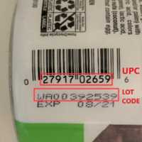 <p>The Universal Product Code (UPC) and Lot Code of the recalled item.</p>