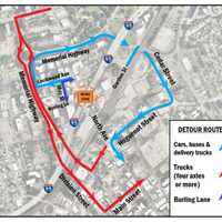 <p>A map of the planned detours by the North Avenue Bridge during the duration of the project.</p>