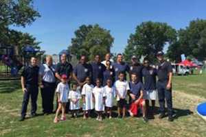 Stamford Firefighters, City Children Bond On Tennis Court