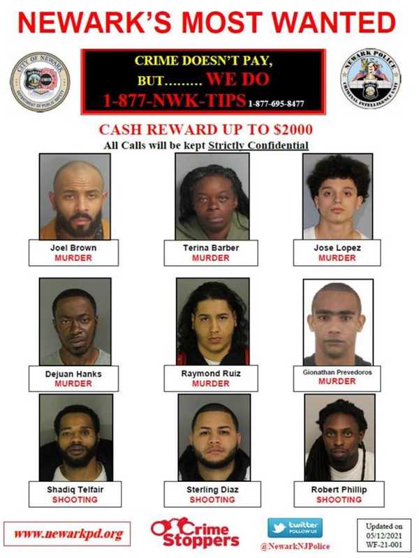 Newark Police Seek 9 Fugitives Wanted For Murder, Violent Shootings