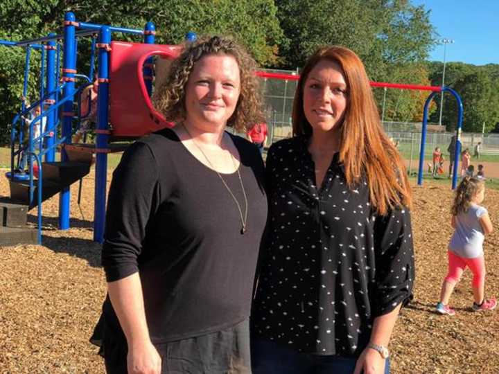 Sunnyside Elementary School PTO President Jessica Scerbo and member Katie Dansereau spearheaded the playground plan.