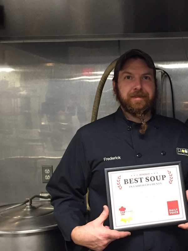 Liquid Lunch Owner Accepts DVlicious 'Best Soup In Fairfield County' Award