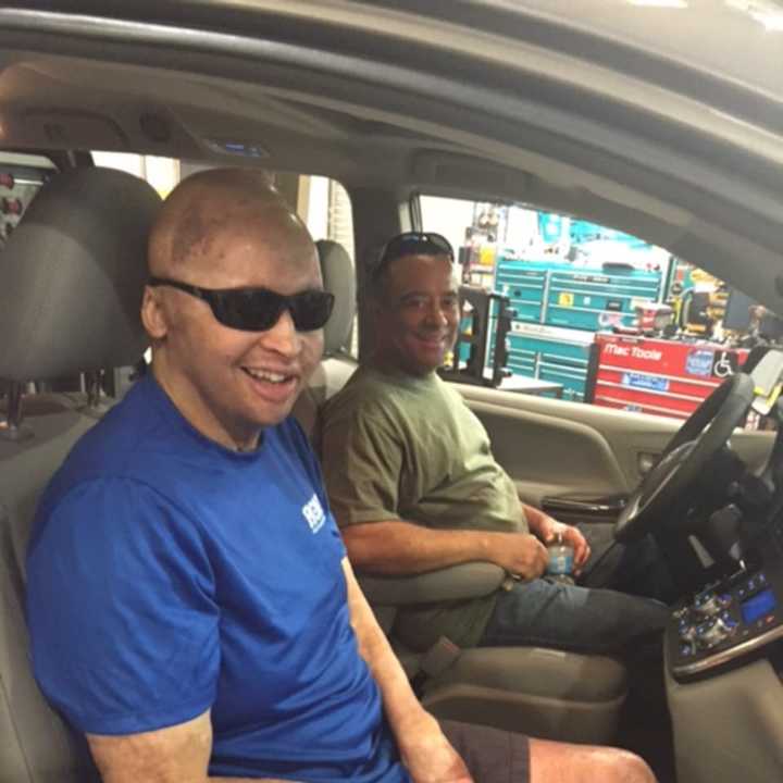 Staff Sgt. Joel Tavera, U.S. Army is shown in a wheelchair accessible minivan Our Military Heroes in Easton provides to veterans that are wounded.