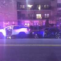 <p>A 2018 Honda Accord and 2020 GMC Acadia were struck outside 350 Prospect Avenue in Hackensack.</p>