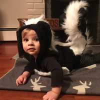 <p>A 9-month-old &quot;Little Stinker&quot; in a homemade skunk costume.</p>