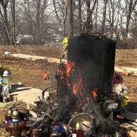 <p>Saddle Brook firefighters and maintenance workers at St. Mary’s Cemetery doused the blaze.</p>