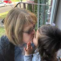 <p>Daria Baricevic of Lodi reunites with granddaughter Gabriela of Wood-Ridge while practicing social-distancing.</p>