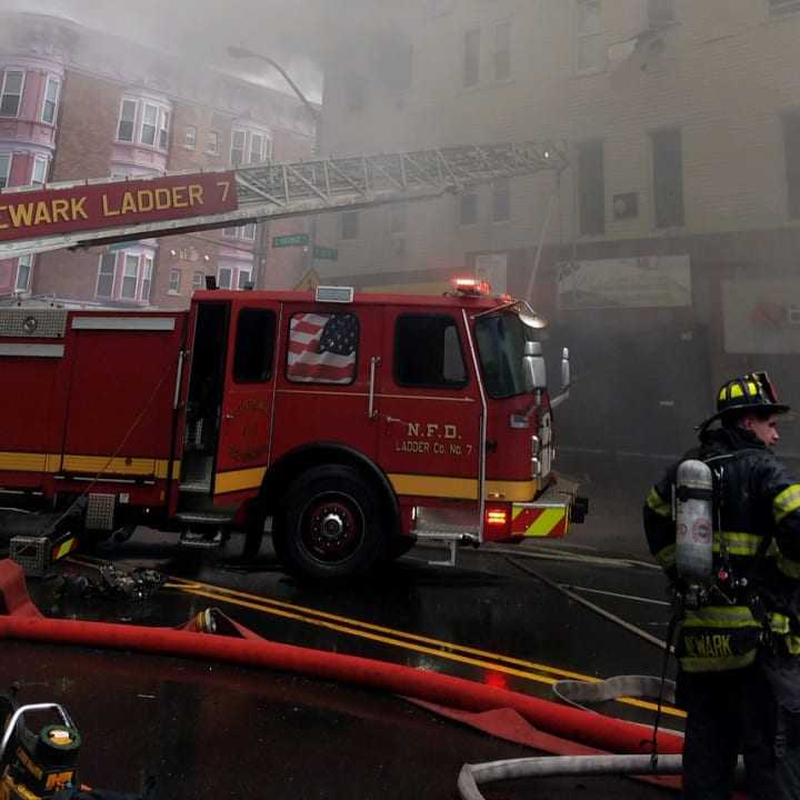 No one was hurt in a four-alarm fire in Newark Saturday.