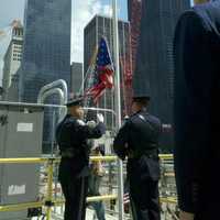 <p>The flag is raised at Ground Zero in 2011.</p>