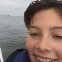 <p>Madelyn Cummings takes a selfie with a whale out on Long Island Sound off the coast of Norwalk on Friday evening.</p>