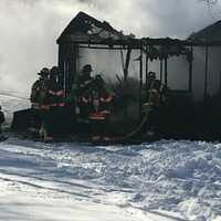 Shed Destroyed By Fire In Frigid Weather In Danbury