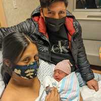 <p>Keyla with parents Maria and Joseduchi, of Irvington.</p>