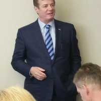 <p>Trump Campaign Manager Paul Manafort speaks at the Tuesday breakfast of the Connecticut delegation.</p>