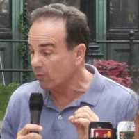 <p>Bridgeport Mayor Joe Ganim speaks at the vigil</p>