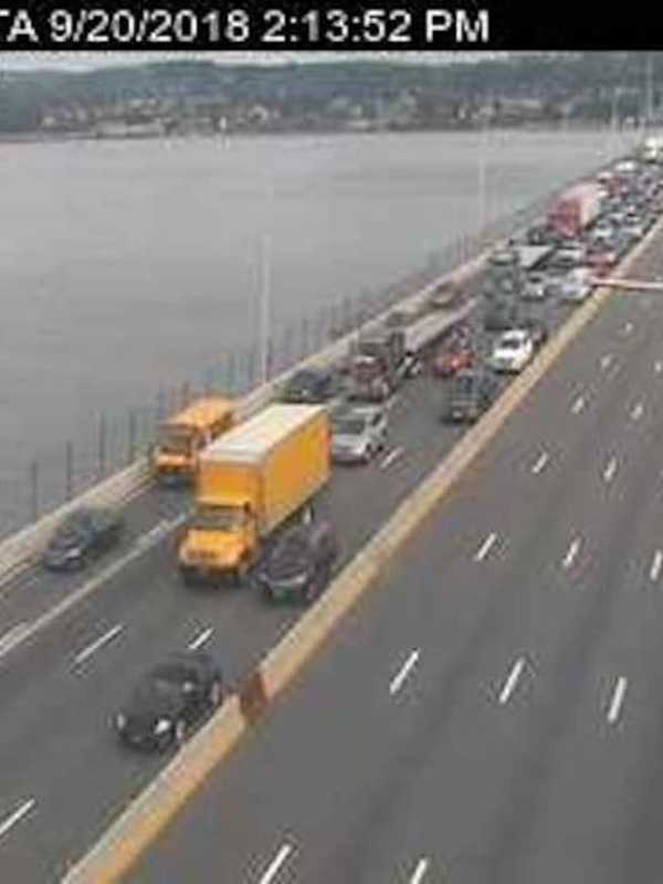 Crash Involving Overturned Vehicle Causes Gridlock New Tappan Zee Bridge