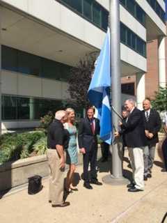 Stamford Raises Houston Flag In Solidarity With Hurricane Harvey Victims