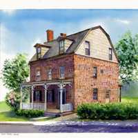 <p>This painting of the way the historic John Green House will look when fully restored will be donated to the local historical society by the artist, Beverley Bozarth Colgan.</p>