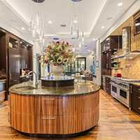 <p>An expansive gourmet kitchen.</p>