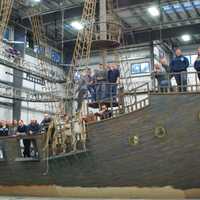 <p>Global Scenic Services Inc. in Bridgeport built this 74-foot front half of a pirate ship for “Peter Pan Live!&quot; which aired on NBC.</p>