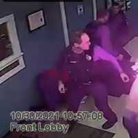 <p>Surveillance video captured the moment Jason Jones caught fire after being hit with a TASER device inside the Catskill Police Department in October 2021.</p>