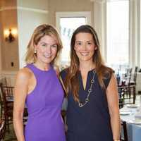 <p>Schuyler Morris and Ashley Allan enjoy the luncheon.</p>