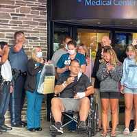 <p>Chief Joseph Kelly being released from the hospital.</p>