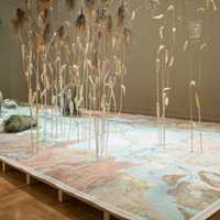 <p>Kim Waale: Simulacratopia (again), 2015, made of maps, will also be on display at the Housatonic Museum of Art (HMA) beginning Feb. 12 through March 18</p>