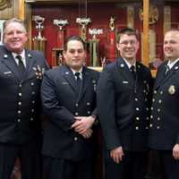 <p>(left to right) Lt. Jack Peters, Lt. Tom Caruolo, Chief Dan Neu, Deputy Chief Dan Panarotto, Lt. John Dunn, Lt. Steve Oxnard</p>