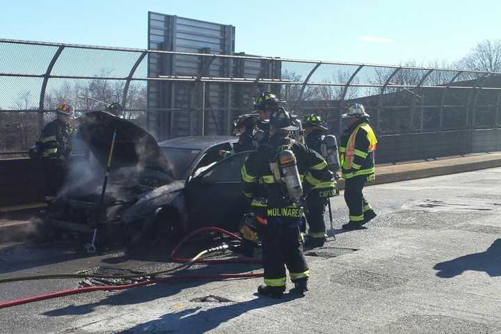 Lodi, Saddle Brook Firefighters Douse Car Blaze