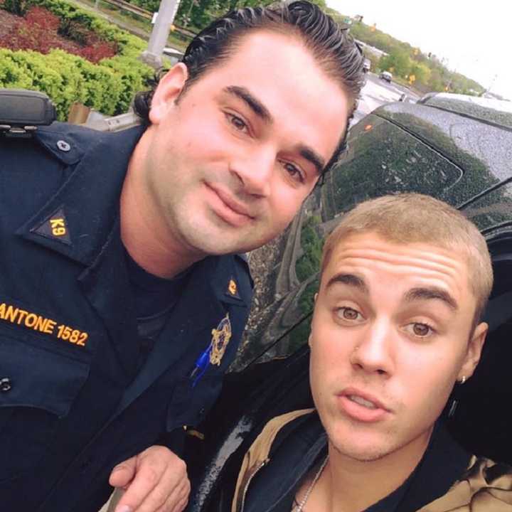 Bergen County Sheriff&#x27;s Officer Rob Mantone, Justin Bieber.