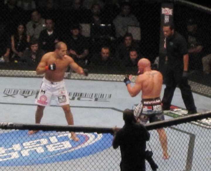 A bill allowing mixed martial arts in New York passed the state Assembly this week and is expected to be signed into law by Gov. Andrew Cuomo. Combatants mix it up during an MMA match  in Vancouver, British Columbia, in 2011.