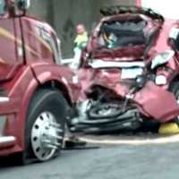 <p>Firefighters had to extricate the SUV driver in the NJ Turnpike crash in Ridgefield Park.</p>