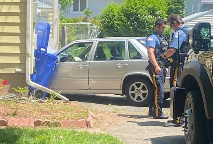 At the scene of the crash on Prospect Street in Paramus on Thursday, May 26.