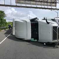 Another Tractor-Trailer Tips At 'Tanker Turn'