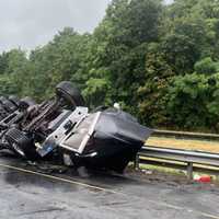 <p>Firefighters did a spectacular job freeing the driver in the multi-vehicle rollover crash on northbound Route 287 in Mahwah.</p>