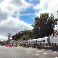 <p>NJ Transit train in Westwood.</p>