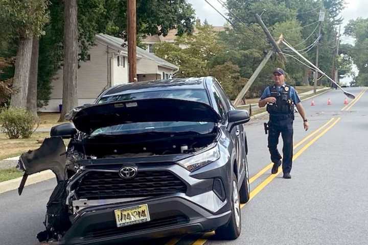 SUV Slams Into Utility Pole In Midland Park