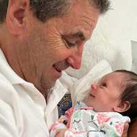 <p>Saddle Brook Police Chief Robert Kugler and new granddaughter Valentina.</p>