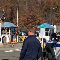 <p>Protestor at Teterboro Airport.</p>