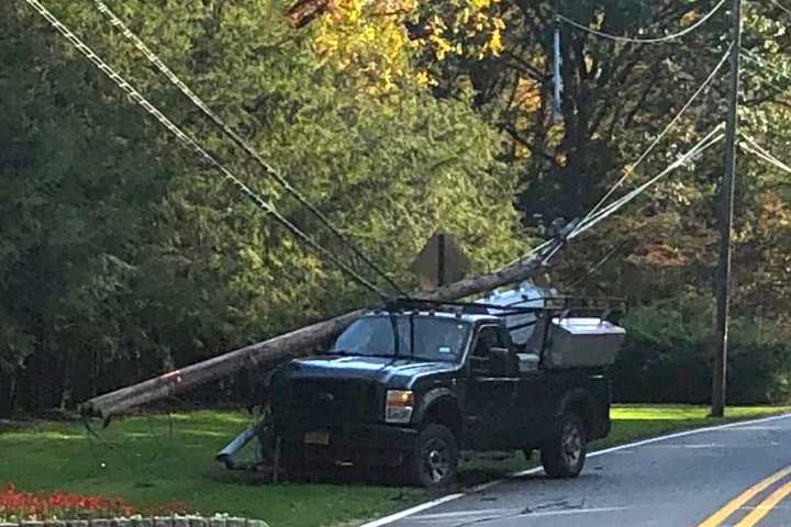 Roadway Closed When Contractor's Truck Snaps Utility Pole In Saddle River