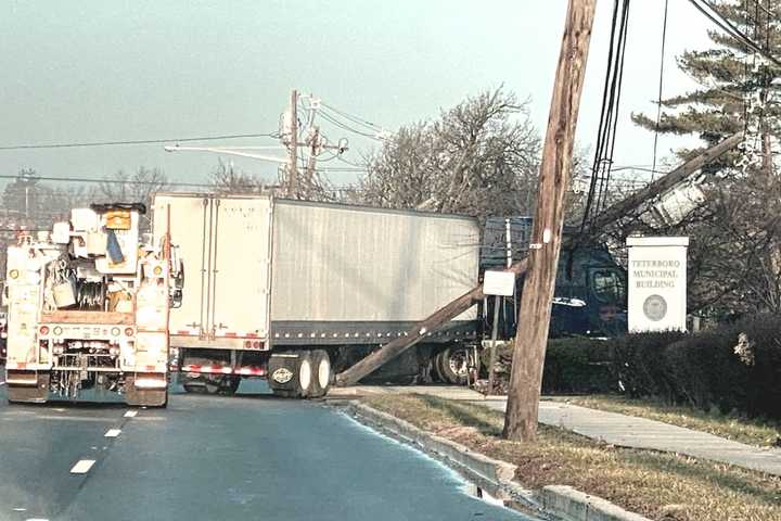 Tractor-Trailer Topples Two Poles On Route 46, KOs Power To Teterboro Muni Building