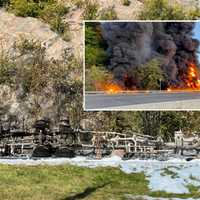 Fiery Gasoline Tanker Crash Kills Driver On Route 287 Near Rockland Border, Police Say