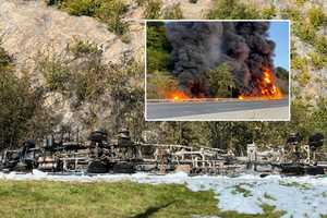 Fiery Gasoline Tanker Crash Kills Driver On Route 287 Near Rockland Border, Police Say