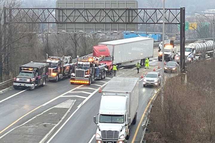 Twin Tractor-Trailers Taken Out At Treacherous Tanker Turn