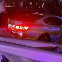 <p>The BMW ended up in a wooded area on the other side of the guardrail on southbound Route 17 in Waldwick.</p>