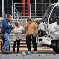 <p>The box truck from Paterson collided with a Nissan Rogue at 20th Street and Fair Lawn Avenue around 9:30 a.m., April 19.</p>