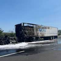 <p>Firefighters made quick work of the blaze that engulfed the tractor of a rig headed north on Route 17 near the New York State border on Wednesday, May 10.</p>