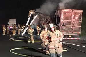 Tractor-Trailer Fire Closes Thruway Near State Line