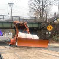 Crash At Mahwah Railroad Bridge Knocks Heavy Machinery Off Trailer